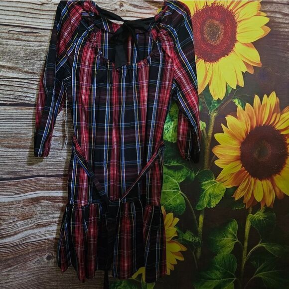 Draper James bow back dress women's small plaid NWT - Picture 3 of 8